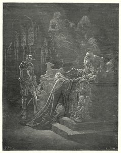 Don Quichotte de Gustave Doré : « Le vénérable Montesinos tomba à genoux devant le chevalier affligé » - Gustave Dore