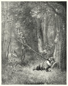 Don Quichotte de Gustave Doré : « À toute cette belle expostulation, Sancho ne répondit pas un mot » - Gustave Dore