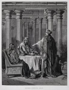Haman dénoncé par la reine Esther, Illustration de la Bible de Doré - Gustave Dore