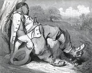 Illustration pour "Le petit poucet", écrit en 1697 par Charles Perrault (1628-1703) - Gustave Dore