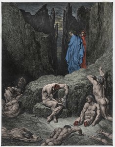 Enfer, Chant 29 : Virgile réprimande la curiosité de Dante, illustration de "La Divine Comédie" de Dante Alighieri - Gustave Dore