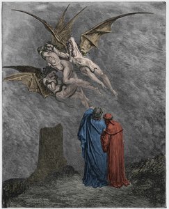 Inferno, Chant 9 : Les hideuses Érinyes : Mégère, Tisiphone, Alecto - Gustave Dore