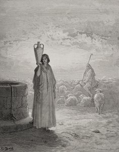 Jacob gardant le troupeau de Laban, illustration de 