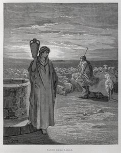Jacob voit Rachel au puits de la maison de Laban, Illustration de la Bible de Doré - Gustave Dore