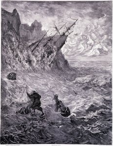 Je traverse les mers... planche X - Illustration par Gustave Doré (1832-1883), pour La légende du Juif errant par Pierre Dupont, édition Librairie du Magasin Pittoresque, Paris 1862 - Gustave Dore