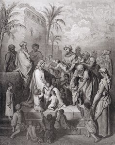 Jésus Bénissant les Enfants, gravé par Stéphane Pannemaker vers 1868 - Gustave Dore