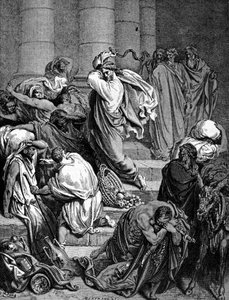 Jésus-Christ chasse les marchands du Temple. Illustration de Gustave Doré. - Gustave Dore