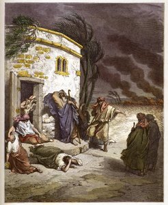 Job apprenant sa ruine - gravure dans "La Bible illustrée" par Gustave Doré (1832-1883) - Gravure de "La Bible de Doré" - Gustave Dore