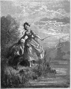 Les poissons et le berger qui joue de la flûte - des "Fables" de Jean de La Fontaine - Gustave Dore