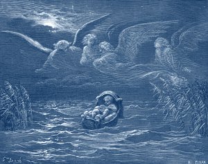 Moïse sur le Nil (gravure par Doré) - Bible - Gustave Dore