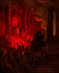 Le Paradis perdu : Satan en conseil, gravure par Gustave Doré - Gustave Dore
