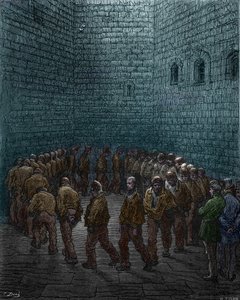 Prisonniers faisant le tour de la cour de la prison de Westgate à Londres, par Gustave Doré