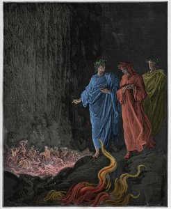 Purgatorio, Chant 25 : Les poètes dans le septième cercle, illustration de "La Divine Comédie" de Dante Alighieri, 1885 - Gustave Dore