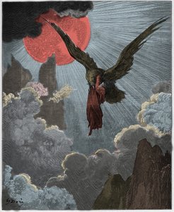 Purgatorio, Chant 9 : Dante, dans un rêve, est emporté par un aigle, illustration de "La Divine Comédie" de Dante Alighieri, 1885 - Gustave Dore