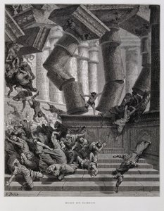 Samson détruit le temple de Baal, Illustration de la Bible de Doré - Gustave Dore