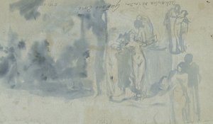 Esquisses de personnes, dont un nu féminin - Gustave Dore