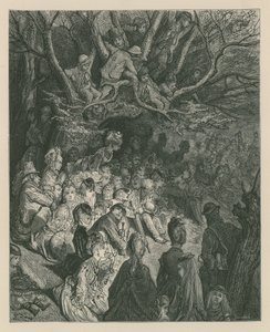 Spectateurs regardant une course de bateaux depuis une rive - Gustave Dore