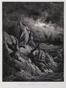 Saint Paul débarquant à Malte, Illustration de la Bible de Doré - Gustave Dore