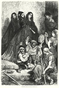Musiciens de rue à Séville (gravure)
