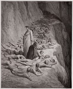La Divine Comédie, Purgatoire, Chant 19: Les âmes des avares: Adrien V parle à Dante - Illustration de Gustave Doré - Gustave Dore