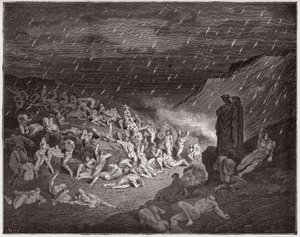 La Divine Comédie, Enfer, Chant 14: Les violents, tourmentés sous la pluie de feu - Illustration de Gustave Doré - Gustave Dore