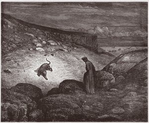 La Divine Comédie, Enfer, Chant 1: La panthère au début de l