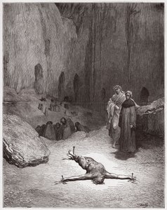 La Divine Comédie, Enfer, Chant 23 : Un pharisien crucifié parmi les hypocrites (Illustration de Gustave Doré) - Gustave Dore