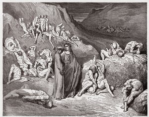 La Divine Comédie, Inferno, Chant 29 : Les faussaires et les faussaires tourmentés par des démangeaisons - par Dante Alighieri (1265-1321) - Illustration par Gustave Doré (1832-1883) - Gustave Dore