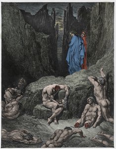 La Divine Comédie (La Divina Commedia, La Divine Comédie), Enfer, Chant 29 : Virgile réprimande la curiosité de Dante - par Dante Alighieri - Illustration de Gustave Doré - Gustave Dore