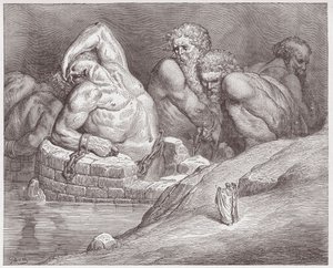 La Divine Comédie, Inferno, Chant 31 : Éphialtès enchaîné parmi les géants - par Dante Alighieri (1265-1321) - Illustration de Gustave Doré (1832-1883). - Gustave Dore