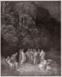 La Divine Comédie, Enfer, Chant 4 : Homère, les poètes et les héros dans les Limbes (Illustration de Gustave Doré)