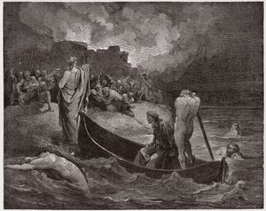 La Divine Comédie, Enfer, Chant 8: Virgile et Dante débarquent à la citadelle de Dis - Illustration de Gustave Doré - Gustave Dore