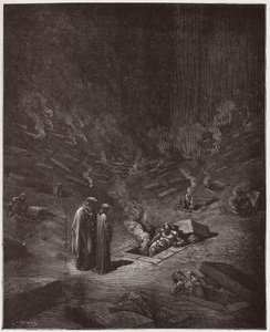 La Divine Comédie, Enfer, Chant 9 : Les sépulcres brûlants des hérétiques (Illustration de Gustave Doré) - Gustave Dore