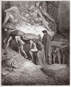 La Divine Comédie, Purgatorio, Chant 11 : Les âmes des orgueilleux, portant des pierres lourdes - par Dante Alighieri (1265-1321) - Illustration par Gustave Doré (1832-1883) - Gustave Dore