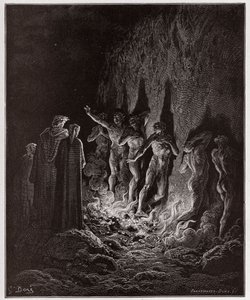 La Divine Comédie, Purgatorio, Chant 25 : Les luxurieux passent par le feu dans le septième cercle - par Dante Alighieri (1265-1321) - Illustration de Gustave Doré (1832-1883). - Gustave Dore