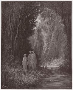 La Divine Comédie, Purgatoire, Chant 28: Dante, Virgile et Stace dans l