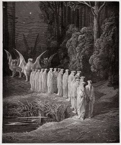 La Divine Comédie, Purgatorio, Chant 29 : Les 24 anciens dans la procession apocalyptique - par Dante Alighieri (1265-1321) - Illustration par Gustave Doré (1832-1883)
