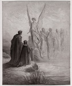 La Divine Comédie, Purgatorio, Chant 2 : Le pilote céleste accoste le bateau - par Dante Alighieri (1265-1321) - Illustration de Gustave Doré (1832-1883). - Gustave Dore