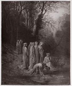 La Divine Comédie, Purgatoire, Chant 33 : Dante boit de la rivière Eunoe - par Dante Alighieri - Illustration de Gustave Doré