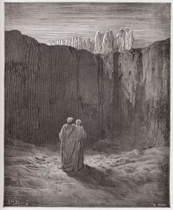 La Divine Comédie, Purgatoire, Chant 3: La compagnie des âmes sur la falaise - Illustration de Gustave Doré