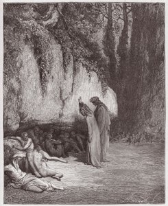 La Divine Comédie, Purgatorio, Chant 4 : Les âmes indolentes à côté du rocher - par Dante Alighieri (1265-1321) - Illustration par Gustave Doré (1832-1883) - Gustave Dore