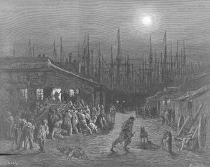 Les docks - Scène nocturne, Londres - Gustave Dore