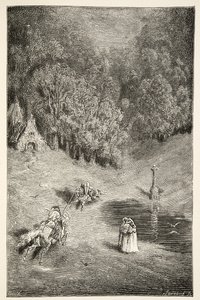 La Rencontre entre Arthur et Pellinore, des Histoires des Jours du Roi Arthur par Charles Henry Hanson, pub.1898