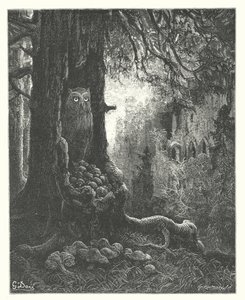 Les Fables de La Fontaine : Le Hibou et les Souris - Gustave Dore