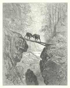 Les Fables de La Fontaine : Les Deux Chèvres - Gustave Dore