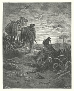 Les Fables de La Fontaine : Les Deux Mulets (gravure) - Gustave Dore