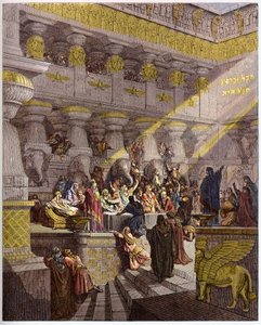 Le Festin de Balthazar - gravure dans « La Bible illustrée » par Gustave Doré (1832-1883) - Gravure de « La Bible de Doré » - Gustave Dore