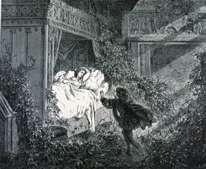 Le Prince entrant dans la chambre de la Princesse au château enchanté, illustration pour 
