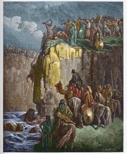 Le massacre des prophètes de Baal - Le prophète Élie fait périr les prêtres de Baal - gravure dans « La Bible illustrée » par Gustave Doré (1832-1883) - Gravure de « La Bible de Doré » - Gustave Dore