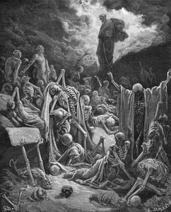La Vision de la vallée des ossements desséchés, Ézéchiel 37:1-2, illustration de 